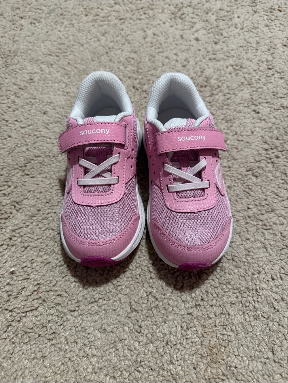 Saucony Girls' Pink Hook-and-Loop Mesh Sneakers - Picture 2 of 4